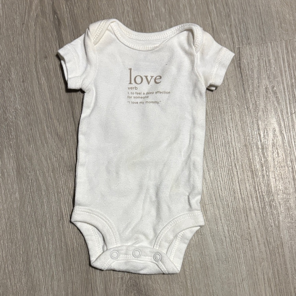 White Baby Onesie with Love Print